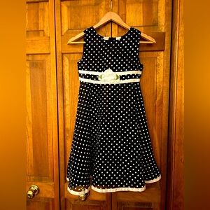 Perfectly Dressed Girl’s Sz 10 Retro Inspired Black and White Polka Dot Dress